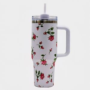 تراول ماگ مدل amszm طرح دسته دار گلدار گنجایش 1.2 لیتر