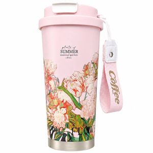 تراول ماگ مدل دوحالته طرح گل و گیاه تابستان گنجایش 0.5 لیتر