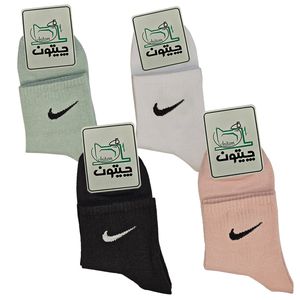 جوراب ورزشی ساق کوتاه زنانه مدل چیتون کمان نخی کد ch02 بسته 4 عددی