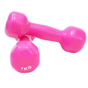 دمبل ایروبیک روکش دار 1 کیلوگرمی مدل 02 pink بسته دو عددی