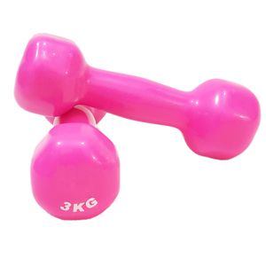 دمبل ایروبیک روکش دار 3 کیلوگرمی مدل 01 pink بسته دو عددی