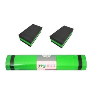 زیرانداز یوگا مدل yogi mats ضخامت 6 میلی متر به همراه آجر یوگا مجموعه 3 عددی