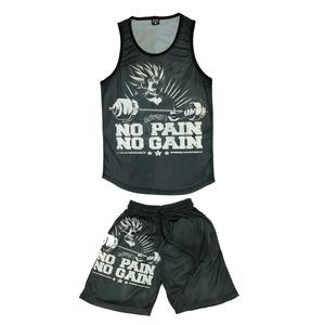 ست تاپ و شلوارک ورزشی مردانه طرح no pain no gain