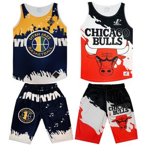 ست تاپ و شلوارک ورزشی مردانه مدل chicago bulls utah jazz مجموعه 2 عددی