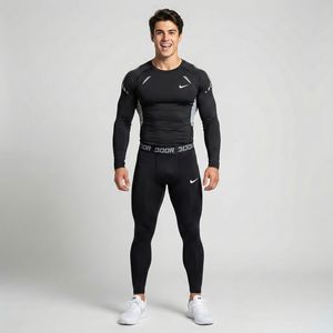 ست تی‌شرت آستین بلند و لگینگ ورزشی مردانه مدل winter run