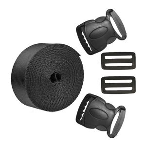 سگک کوله پشتی مدل قفل خرچنگی 5cm به همراه بندگیر و نوار مجموعه 5 عددی