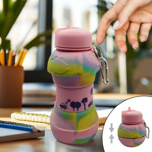 قمقمه مدل سیلیکونی تاشو طرح کره زمین و حیوانات گنجایش 0.55 لیتر