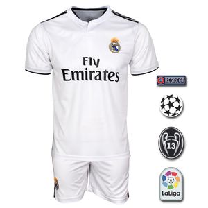 پیراهن و شورت ورزشی طرح رئال مادرید مدل home18_19 به همراه تگ