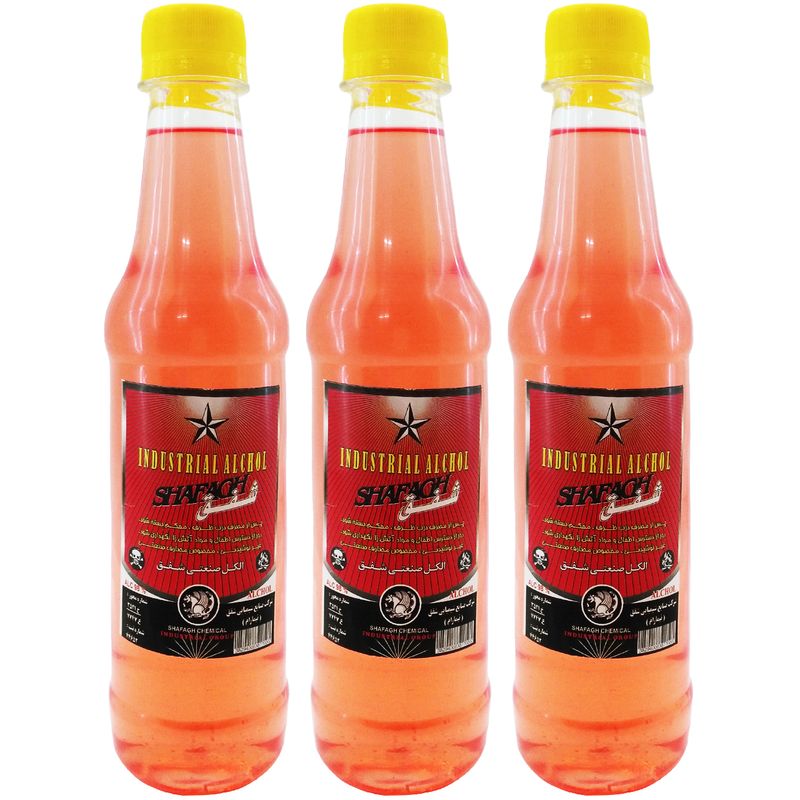 الکل صنعتی 98 شفق حجم 450 میلی لیتر بسته 3 عددی