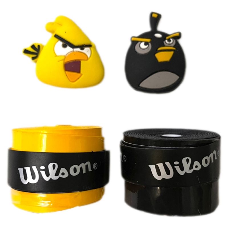 اور گریپ و  ضربه گیر راکت تنيس ویلسون مدل comfort pro angry birds03 بسته 4 عددي