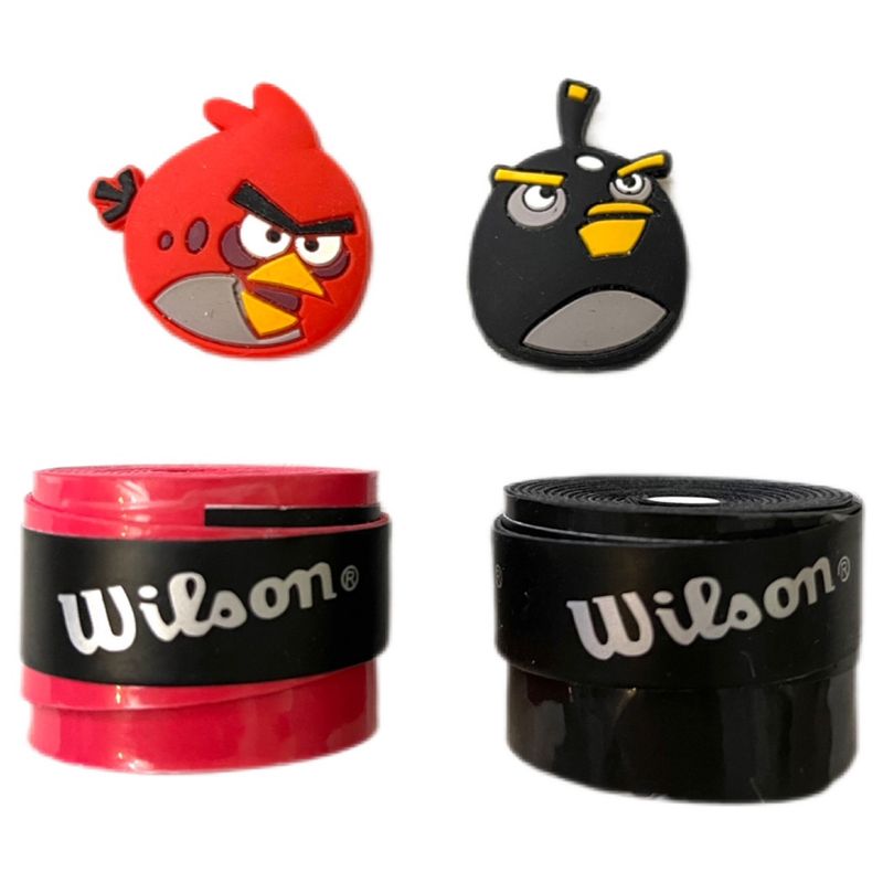 اور گریپ و  ضربه گیر راکت تنیس ویلسون مدل comfort pro angry birds04 بسته 4 عددي