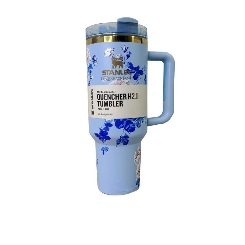 تراول ماگ مدل دسته دار گل دار کد quencher h20 tumbler گنجایش 1.180 لیتر