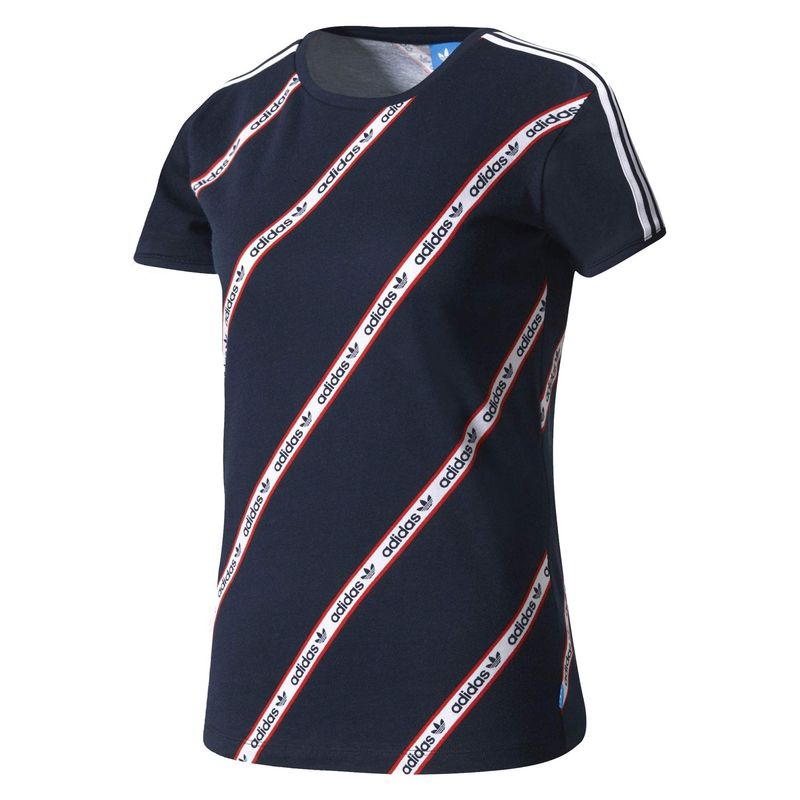 تی شرت نخی یقه گرد زنانه 3 stripes   آدیداس
