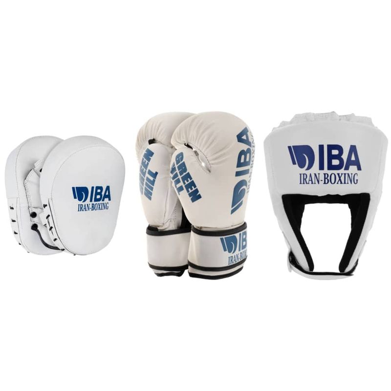 دستکش بوکس گرین هیل مدل aiba pro 2000 به همراه کلاه و میت رزمی بسته 4 عددی