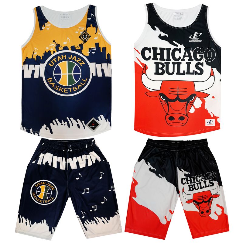 ست تاپ و شلوارک ورزشی مردانه مدل chicago bulls utah jazz مجموعه 2 عددی