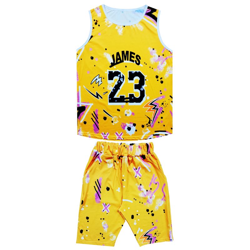 ست تاپ و شلوارک ورزشی مردانه مدل james 23 کد lj23 رنگ زرد