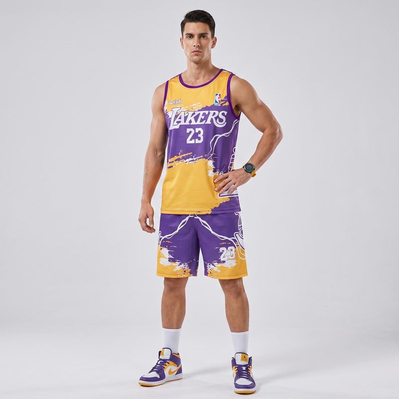 ست تاپ و شلوارک ورزشی مردانه مدل lakers کد 51050