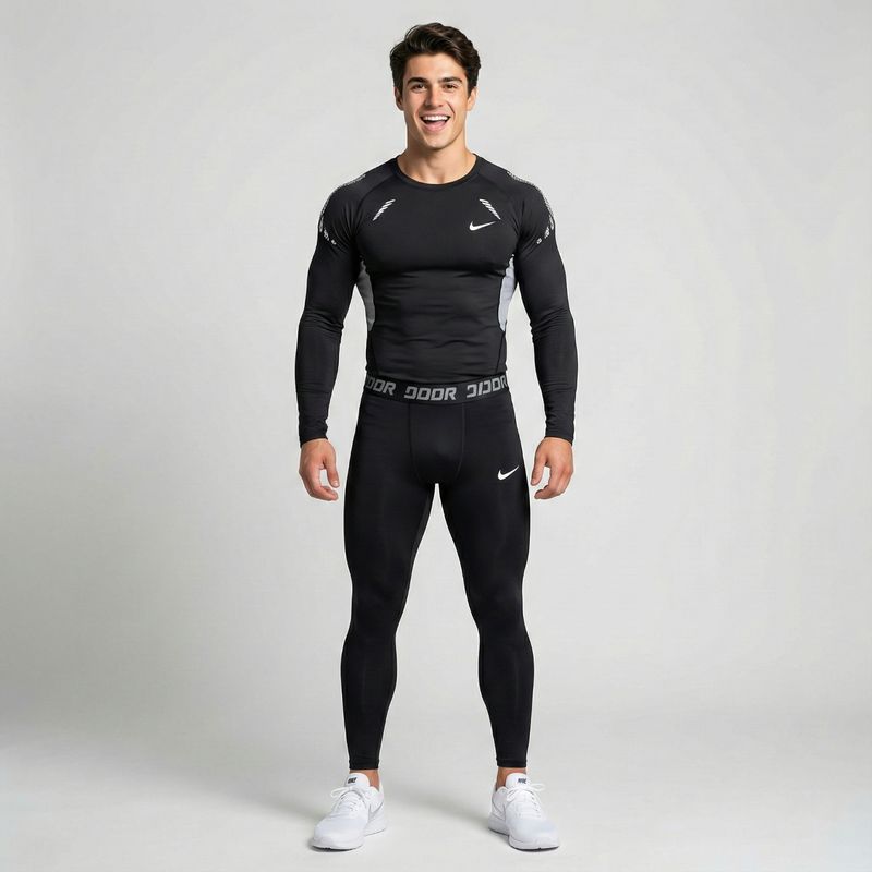 ست تی‌شرت آستین بلند و لگینگ ورزشی مردانه مدل winter run