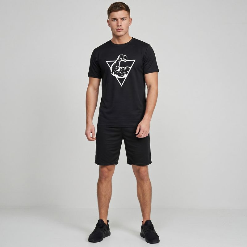 ست تی‌شرت آستین کوتاه و شلوارک ورزشی مردانه اولسون مدل بدنسازی 09
