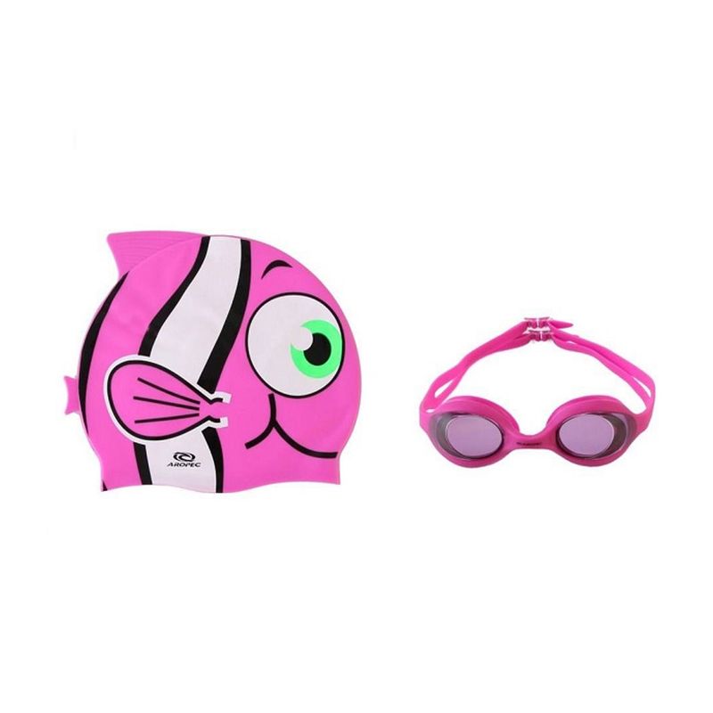ست عینک و کلاه شنا بچگانه آروپک مدل swim combo set pink سایز 2