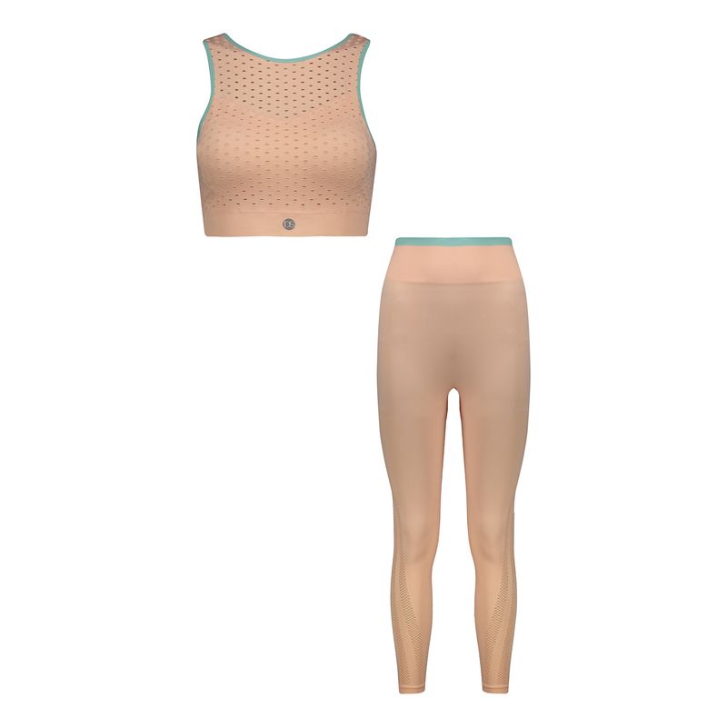 ست نیم تنه و لگینگ ورزشی زنانه دریم اسلیم مدل pin795796 رنگ گلبهی